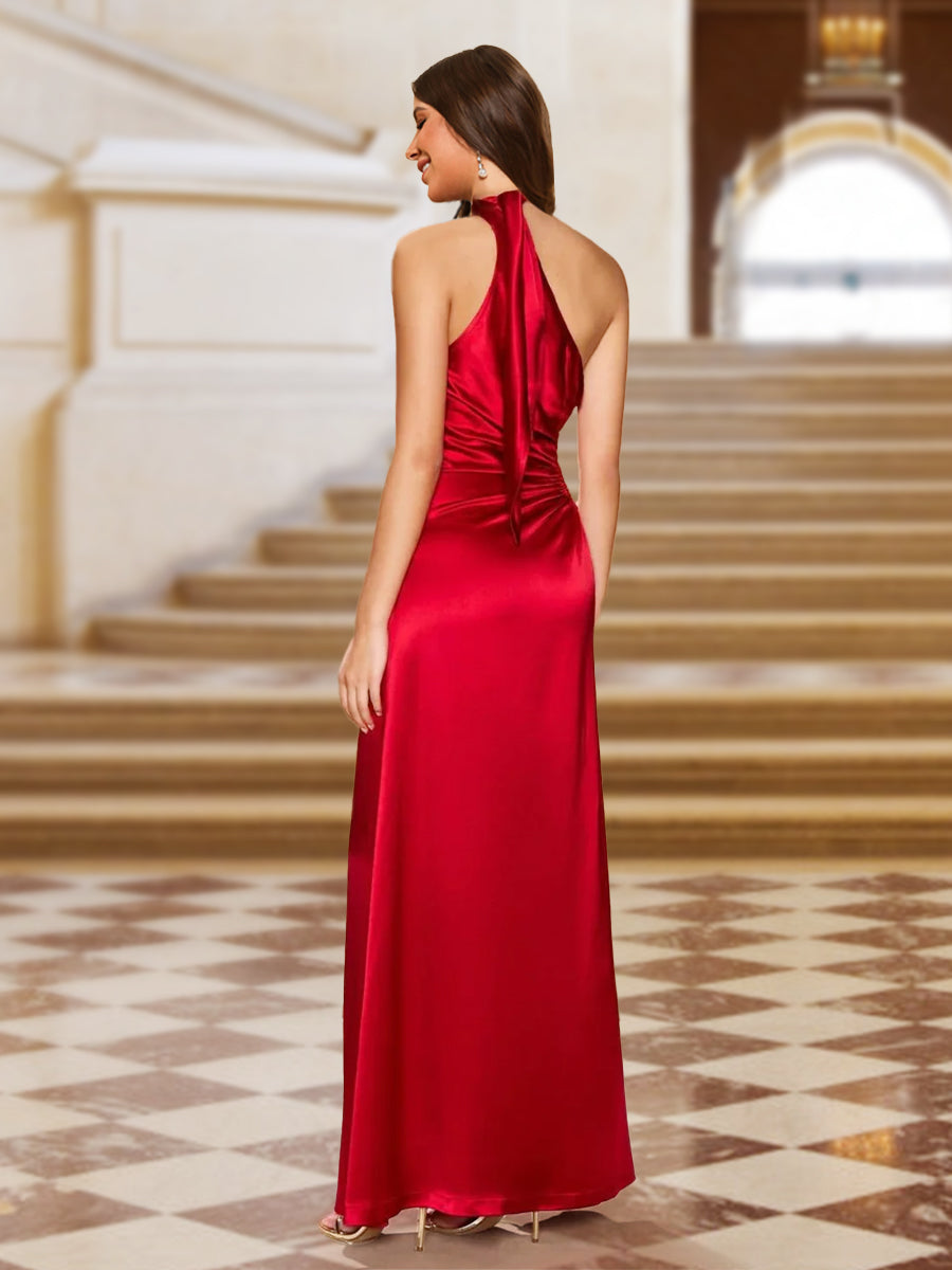 Sheath/Column One-Shoulder Sleeveless Evening Dresses with Split Side