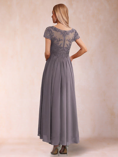 A-Line/Princess V-Neck Short Sleeves 2 Pieces Mother of the Bride Dress with Applique & Jacket