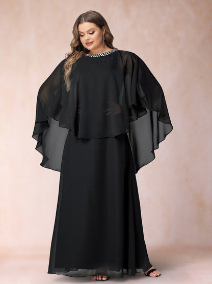 A-Line/Princess Scoop 3/4 Sleeves Plus Size Mother of the Bride Dresses with Ruched