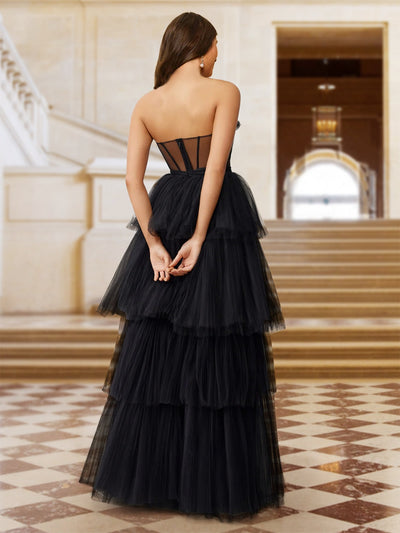 A-Line/Princess Strapless Sleeveless Evening Dresses with Ruched