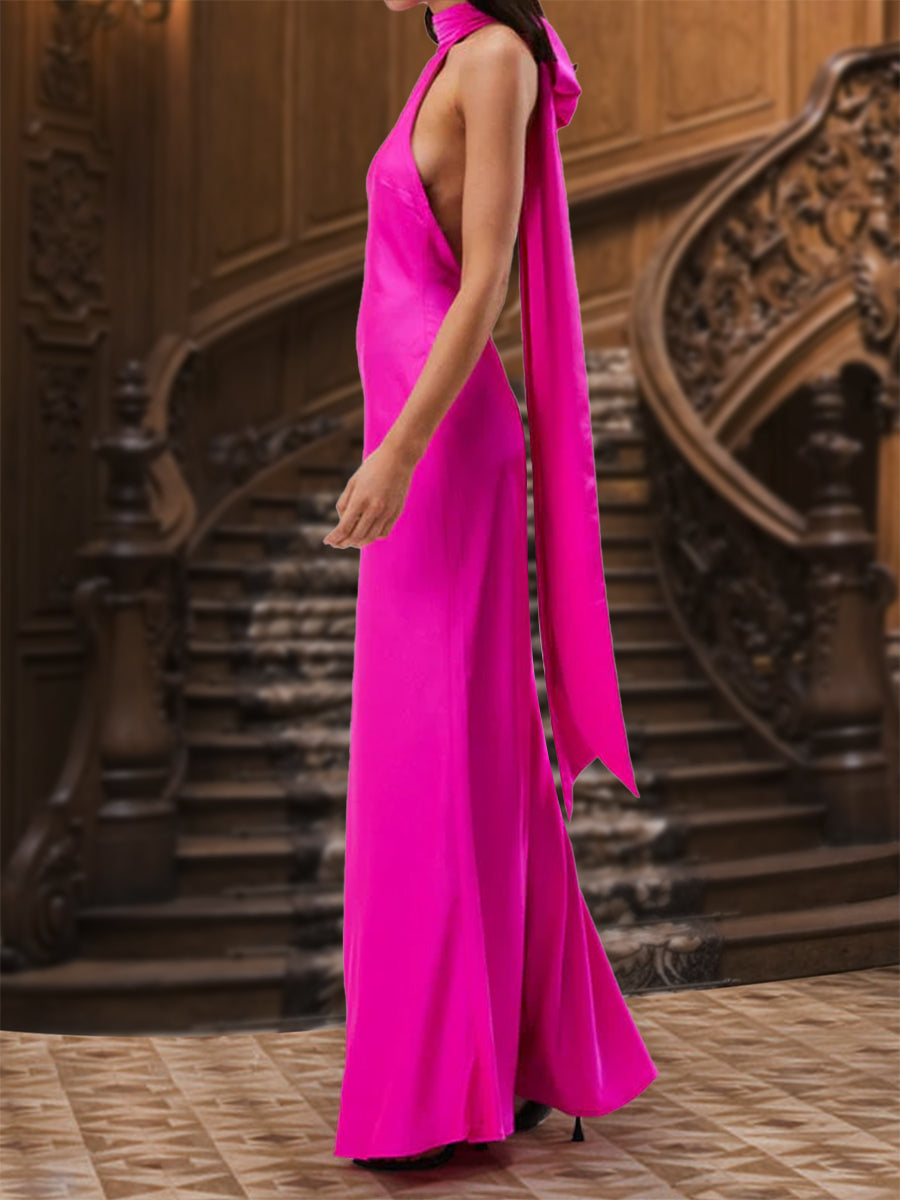 Sheath/Column Halter Sleeveless Evening Dresses with Ruched