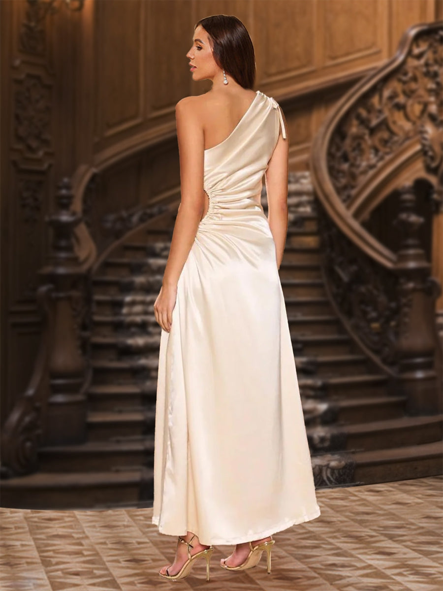 Sheath/Column One-Shoulder Sleeveless Evening Dresses with Side-Cut