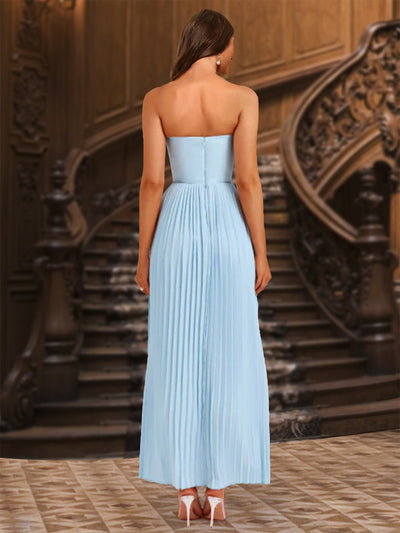 A-Line/Princess Strapless Sleeveless Evening Dresses with Ruched