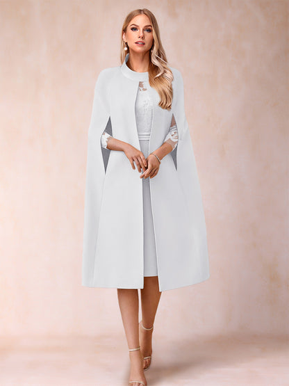 Sheath/Column Scoop 3/4 Sleeves 2 Pieces Mother of the Bride Dresses with Applique