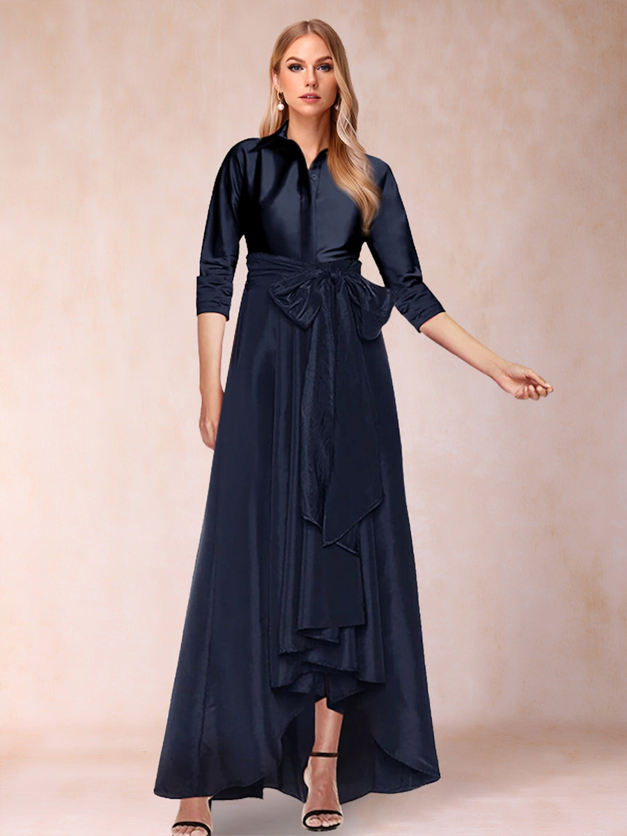 A-Line/Princess Asymmetrical 3/4 Sleeves Mother of the Bride Dresses with Belt