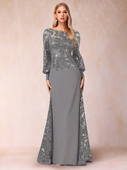 A-Line/Princess Scoop Long Sleeves Mother of the Bride Dresses with Applique