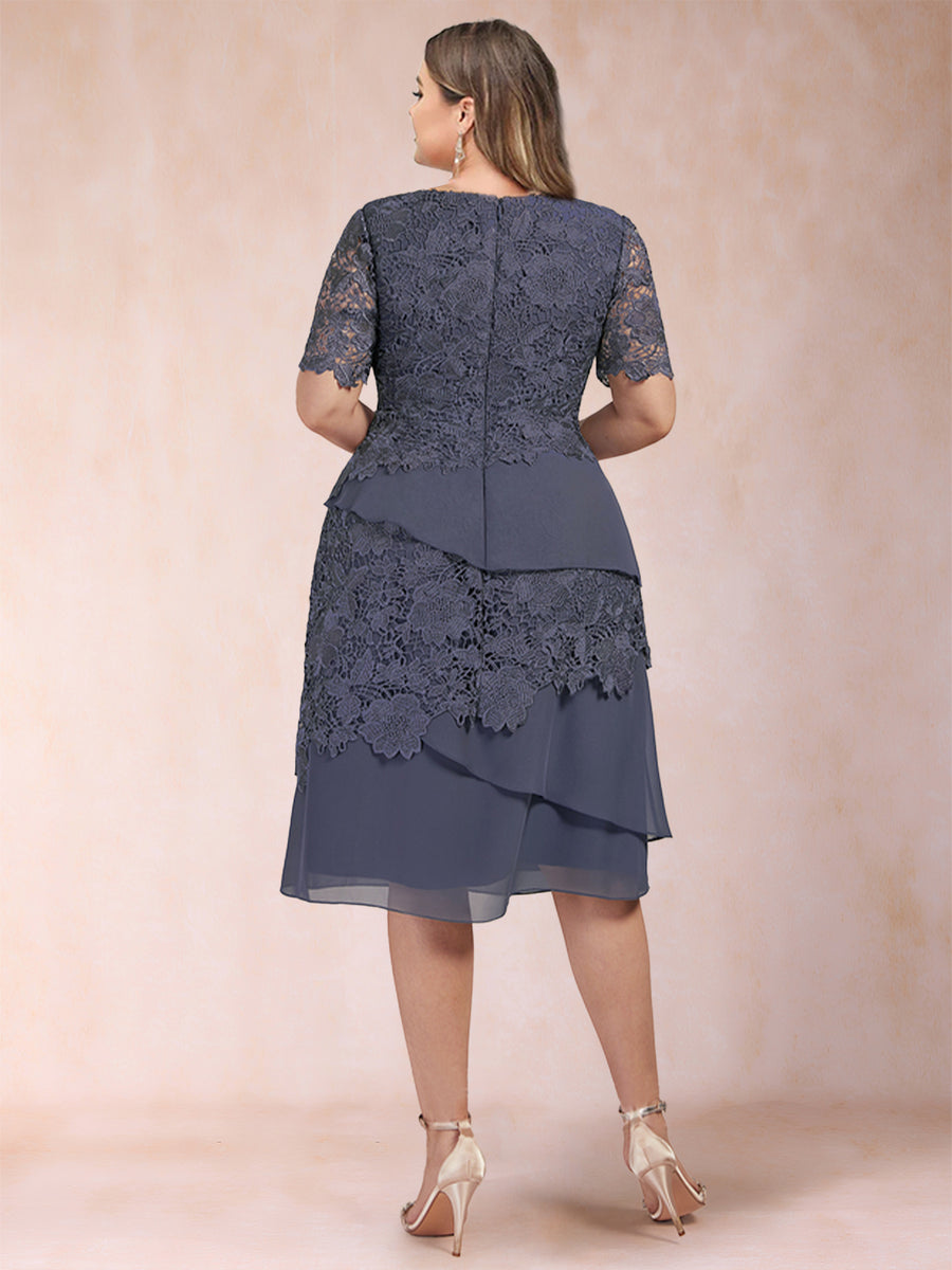 Sheath/Column Scoop Half Sleeves 2 Pieces Plus Size Mother of the Bride Dresses with Applique & Jacket