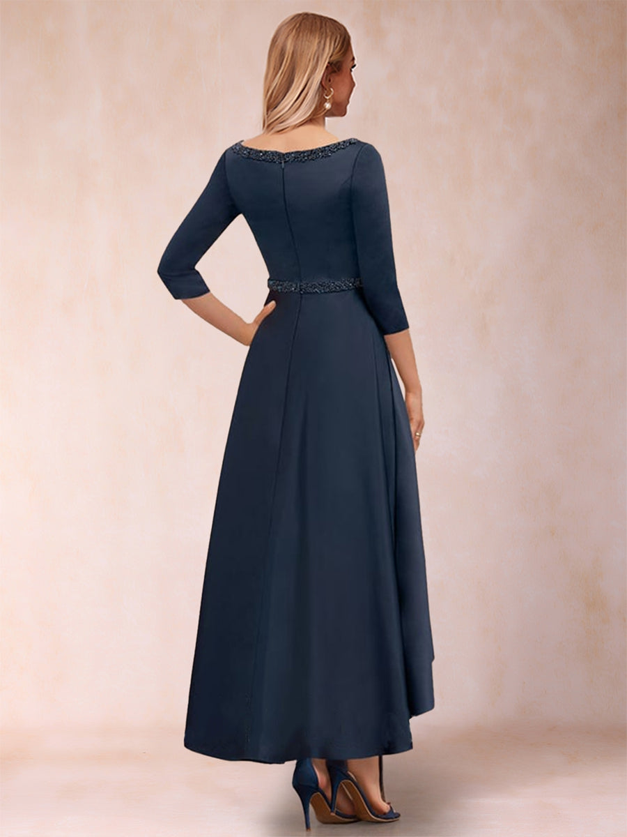 A-Line/Princess V-Neck 3/4 Sleeves Mother of the Bride Dresses with Beading