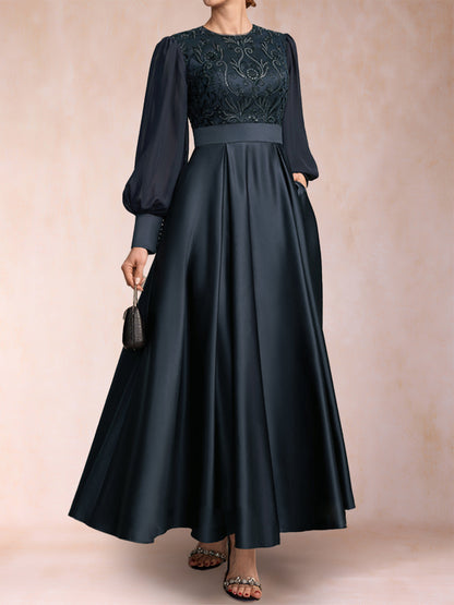 A-Line/Princess Scoop Long Sleeves Mother of the Bride Dresses with Applique