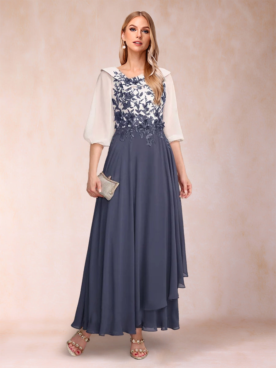 A-Line/Princess V-Neck Half Sleeves Mother of the Bride Dresses with Ruffles