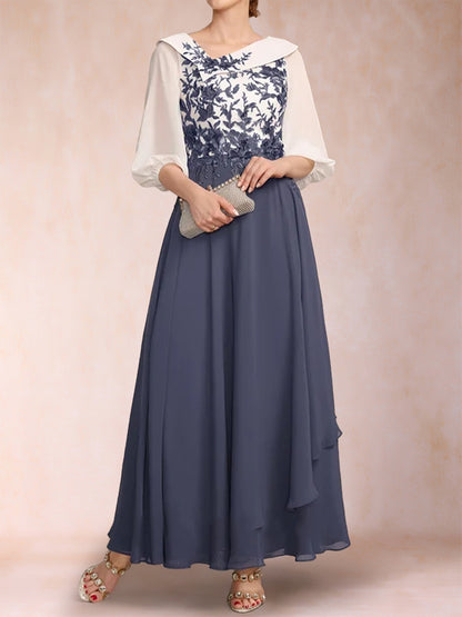 A-Line/Princess V-Neck Half Sleeves Mother of the Bride Dresses with Ruffles