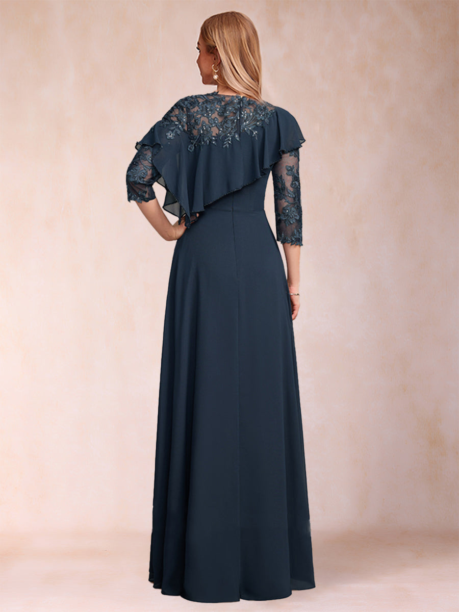 A-Line/Princess Scoop 3/4 Sleeves Mother of the Bride Dresses with Applique