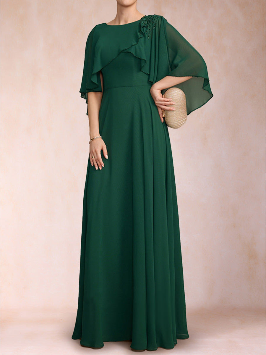 A-Line/Princess Scoop Half Sleeves Mother of the Bride Dresses with Shawls