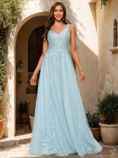 A-Line/Princess Sweetheart Sleeveless Rhinestone Prom Dresses