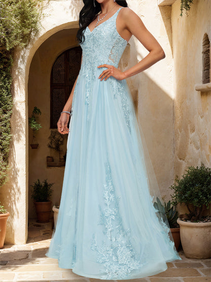 A-Line/Princess Sweetheart Sleeveless Rhinestone Prom Dresses