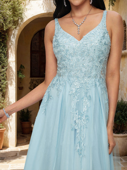 A-Line/Princess Sweetheart Sleeveless Rhinestone Prom Dresses