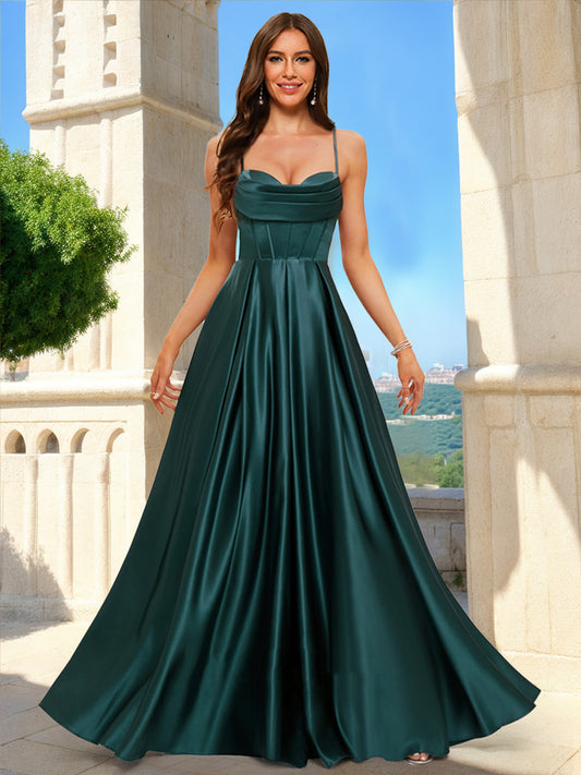 A-Line/Princess Sweetheart Sleeveless Ruched Prom Dresses