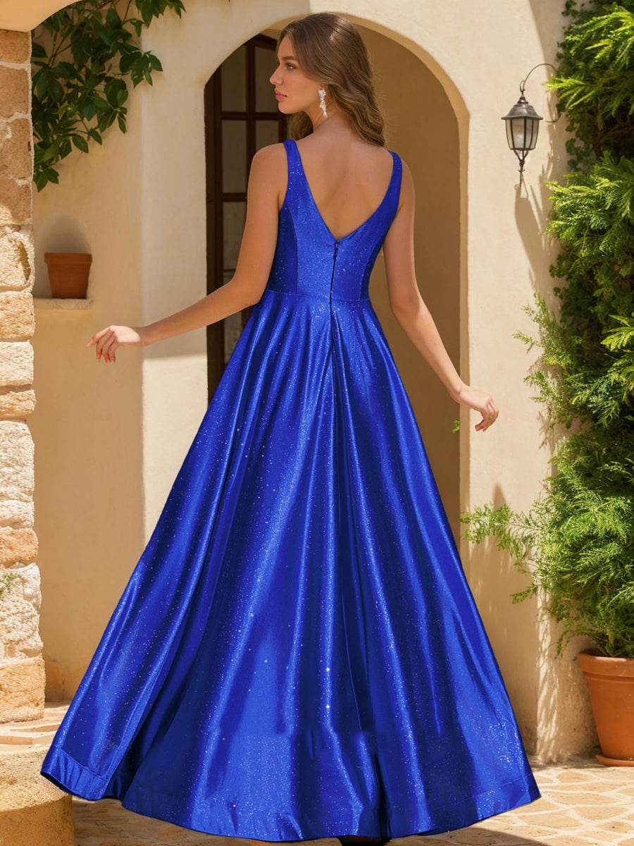 A-Line/Princess V-Neck Sleeveless Split Side	Prom Dresses