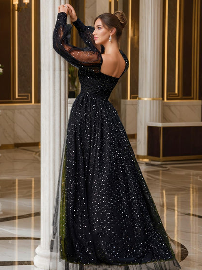 Ball Gown Sweetheart Long Sleeves Pleats Prom Dresses