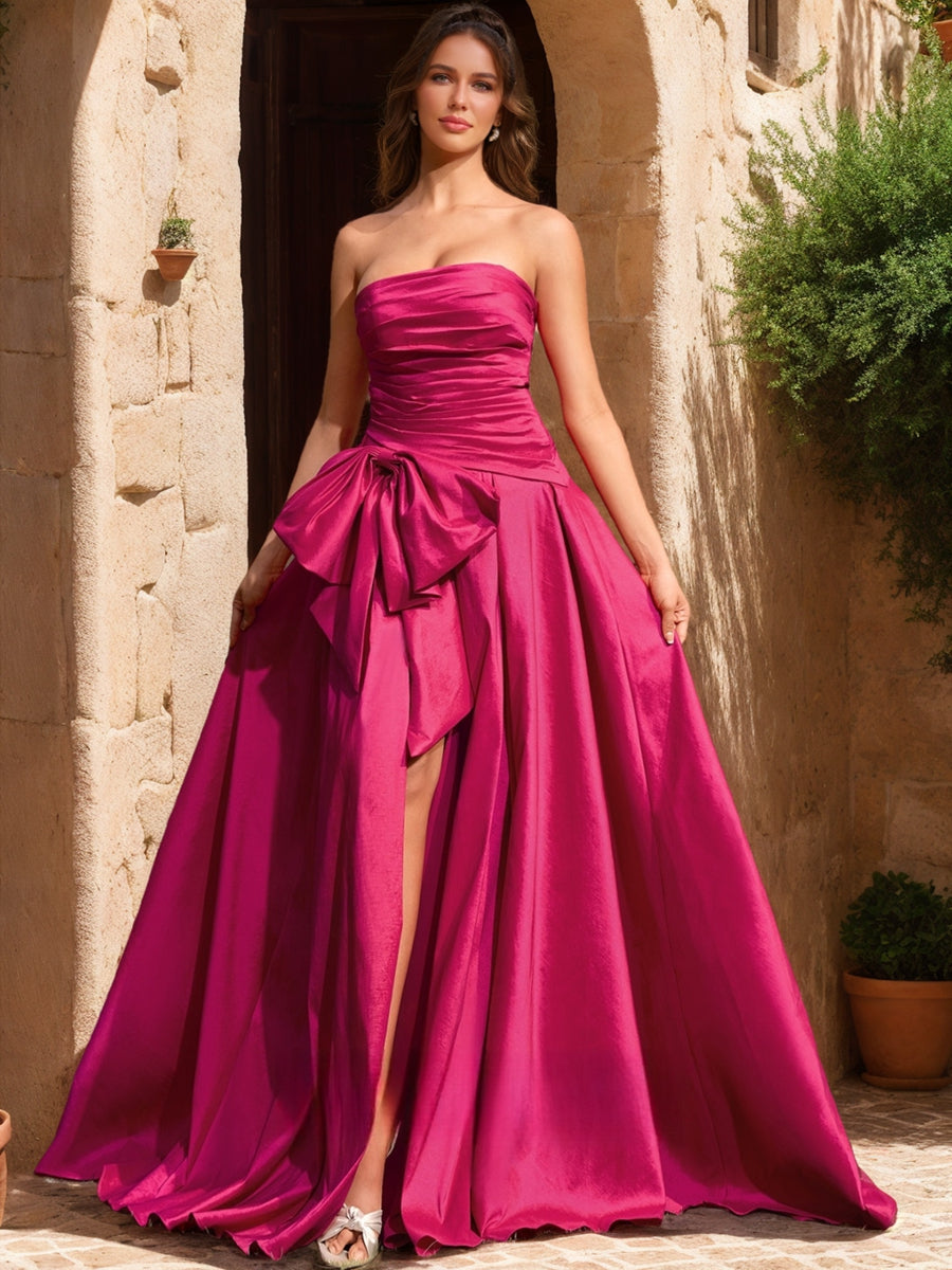 Ball Gown Strapless Sleeveless Split Side Prom Dresses