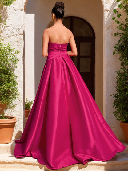 Ball Gown Strapless Sleeveless Split Side Prom Dresses