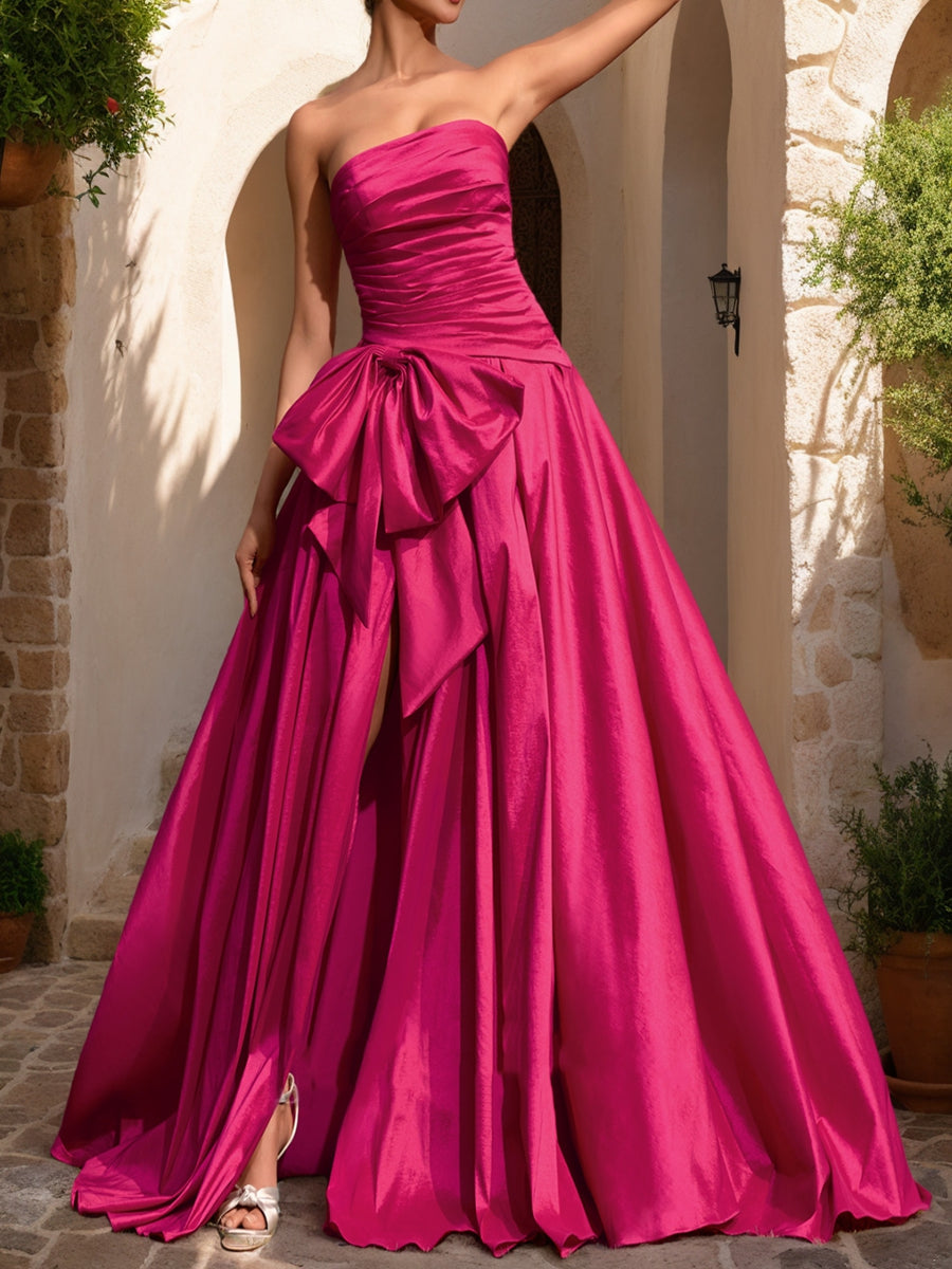 Ball Gown Strapless Sleeveless Split Side Prom Dresses