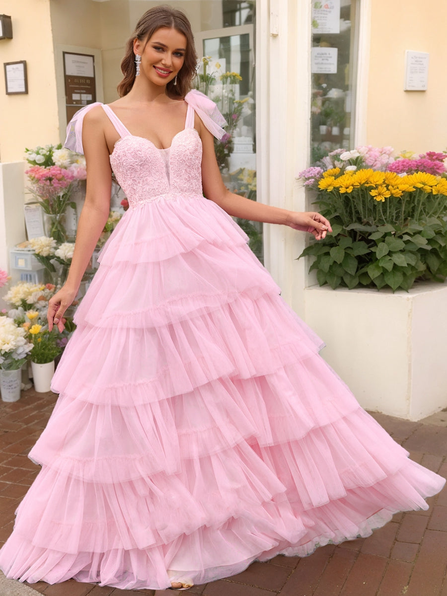 Ball Gown Sweetheart Sleeveless Applique Prom Dresses