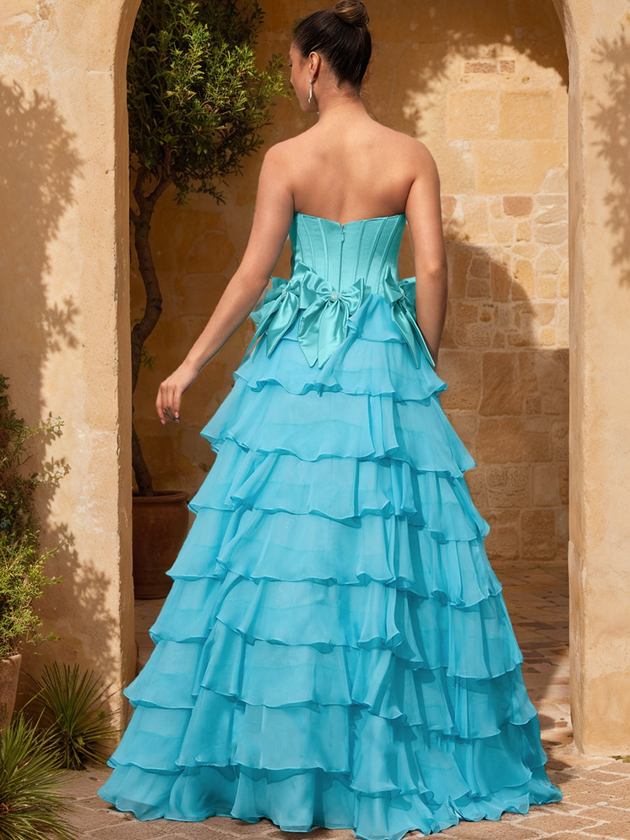 Ball Gown Strapless Sleeveless Split Side Prom Dresses