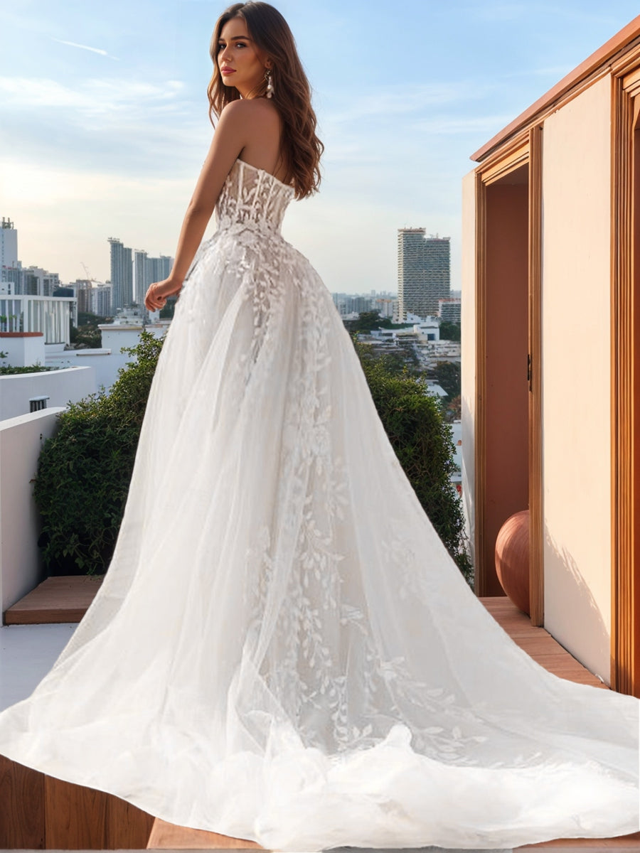 Ball Gown Strapless Sleeveless Appliques Wedding Dresses