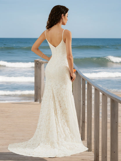 Trumpet/Mermaid V-Neck Sleeveless Ruched Wedding Dresses