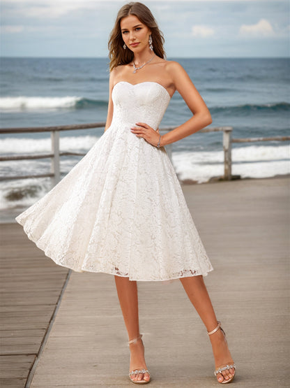 A-Line/Princess Strapless Sleeveless Ruched Wedding Dresses