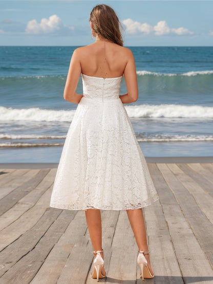 A-Line/Princess Strapless Sleeveless Ruched Wedding Dresses