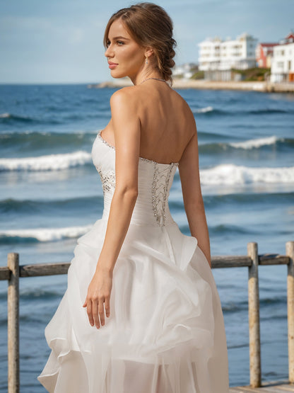 A-Line/Princess Sweetheart Sleeveless Sequins Wedding Dresses