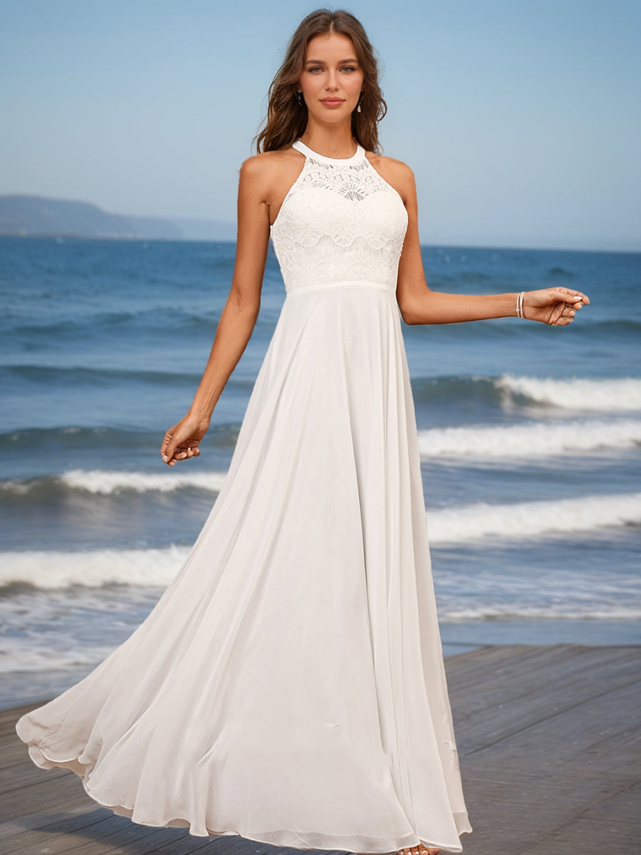 A-Line/Princess Scoop Sleeveless Ruched Wedding Dresses