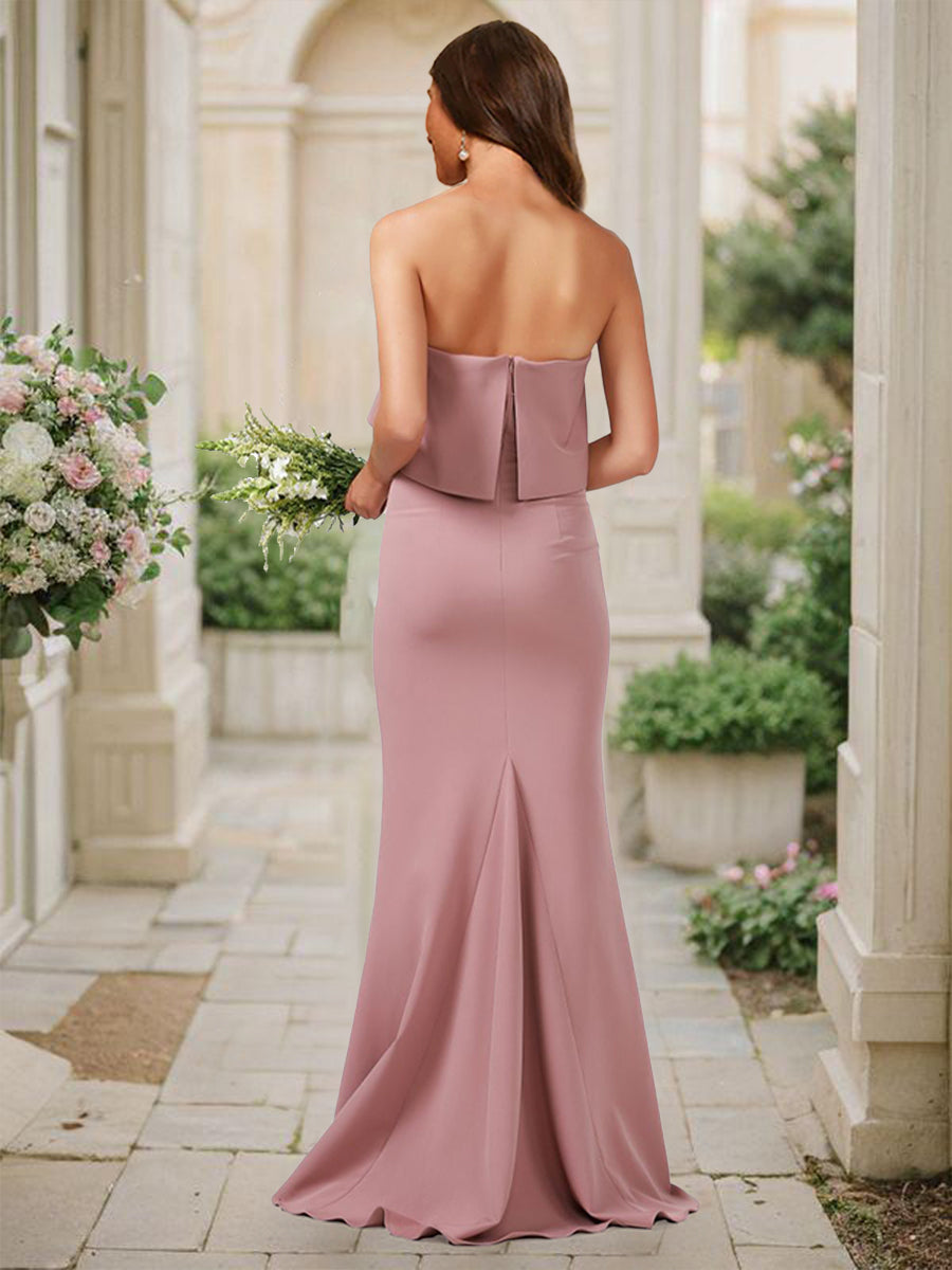 Trumpet/Mermaid Strapless Sleeveless Ruched Bridesmaid Dresses