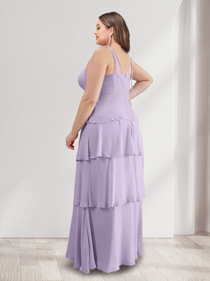 Sheath/Column Sweetheart Sleeveless Tiered Plus Size Bridesmaid Dresses