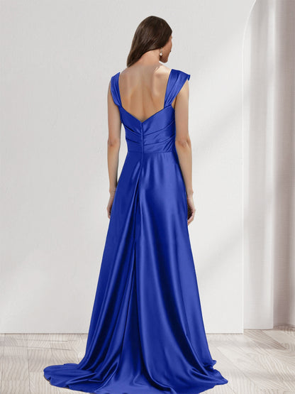 A-Line/Princess Square Neck Sleeveless Ruched Bridesmaid Dresses