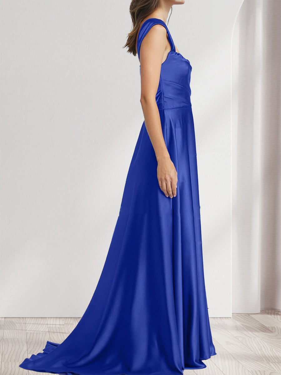 A-Line/Princess Square Neck Sleeveless Ruched Bridesmaid Dresses