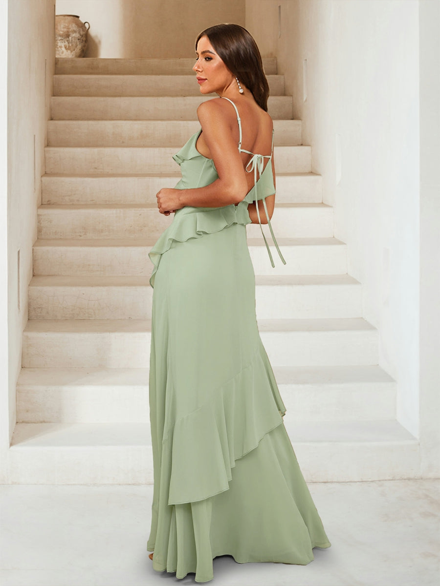 A-Line/Princess V-Neck Sleeveless Ruffles Bridesmaid Dresses