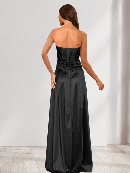 A-Line/Princess Strapless Sleeveless Split Side Bridesmaid Dresses