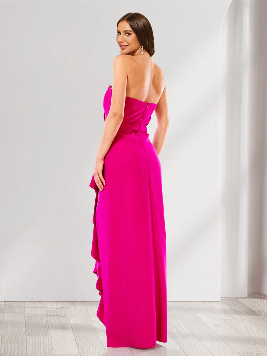 Sheath/Column Strapless Sleeveless Split Side Bridesmaid Dresses