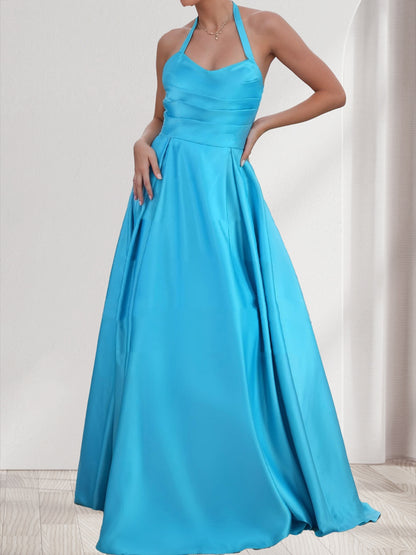 A-Line/Princess Halter Sleeveless Ruched Bridesmaid Dresses