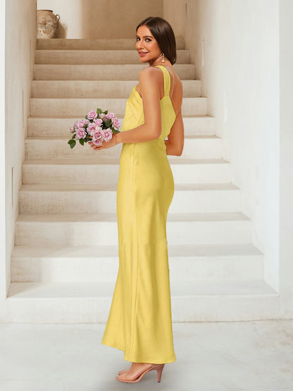 Sheath/Column One-Shoulder Sleeveless Ruched Bridesmaid Dresses