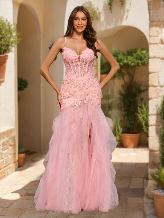 Trumpet/Mermaid V-Neck Sleeveless Beading Prom Dresses