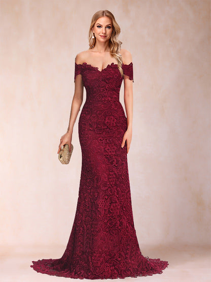 Trumpet/Mermaid Off-the-Shoulder Lace Mother of the Bride Dresses