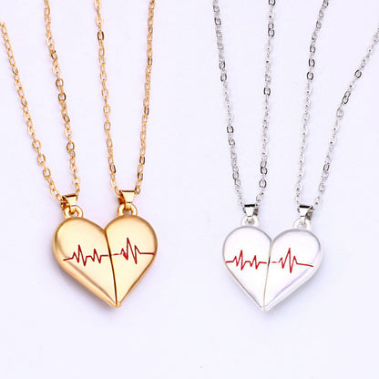 Couple Love Heart Pendant Collarbone Necklace