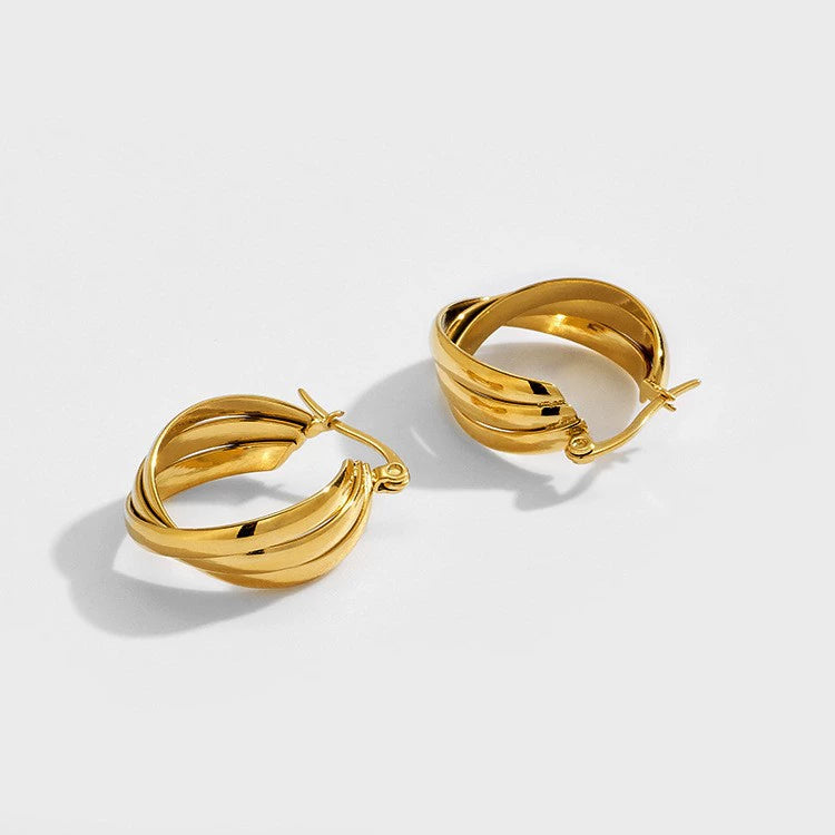 Vintage Stylish Gold Women's Hoop Earrings