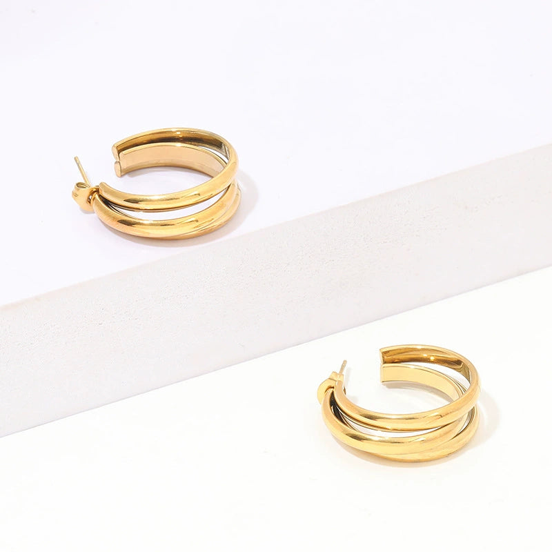 Vintage Stylish Gold Women's Hoop Earrings