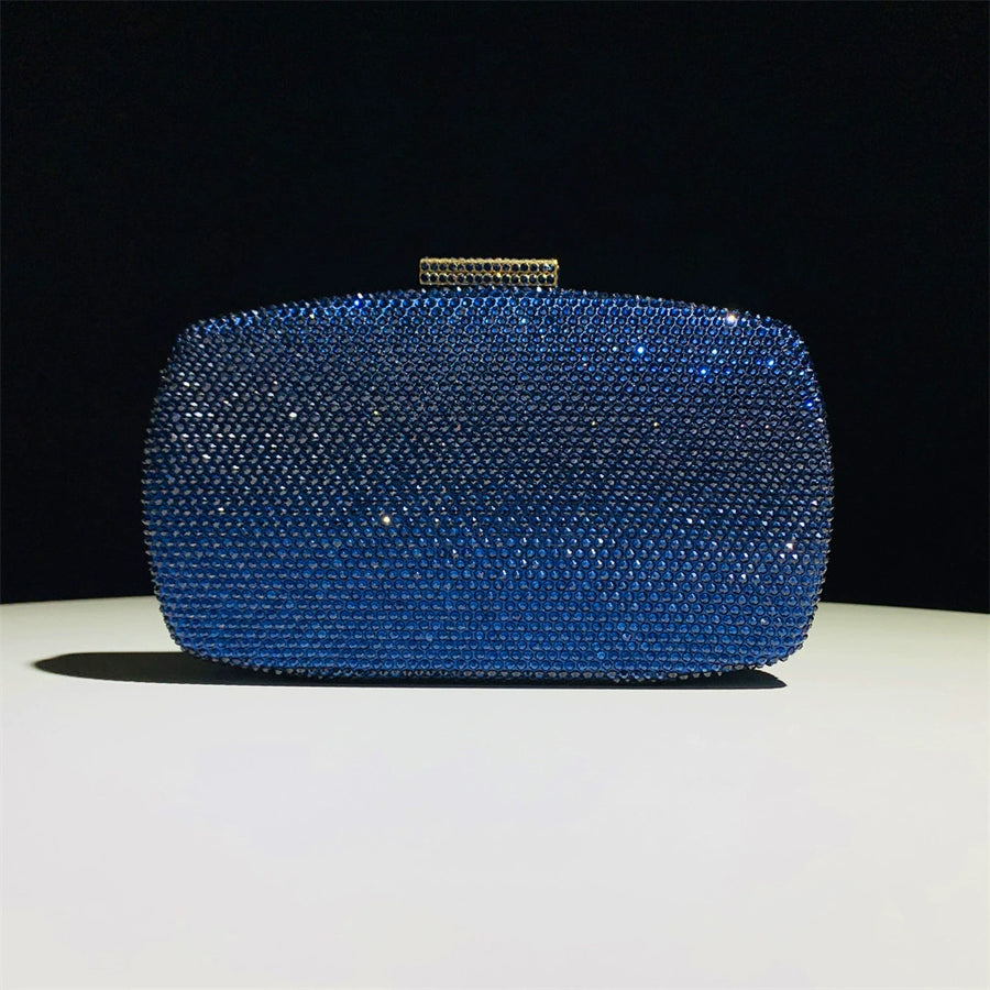 Alloy Solid Color Glitter Crystals Clutch Women's Handbags