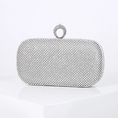 Alloy Solid Color Glitter Crystals Clutch Women's Handbags